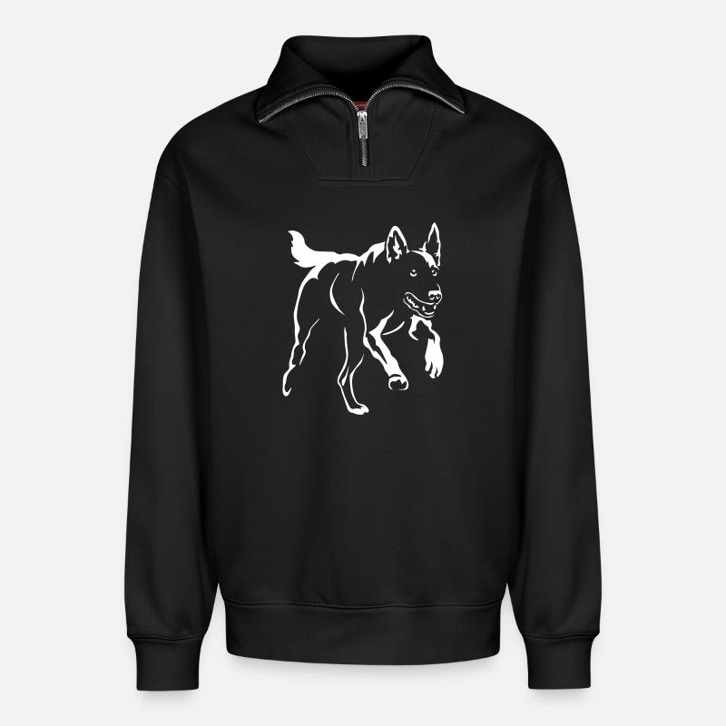 Malinois "Black Edition" - Relaxed Unisex Organic Half Zip Sweatshirt – von SPREAD - Schwarz