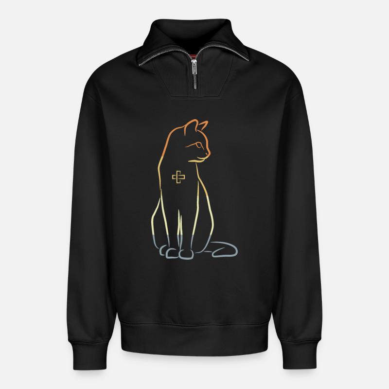Veterinär Katze - Relaxed Unisex Organic Half Zip Sweatshirt – von SPREAD - Schwarz