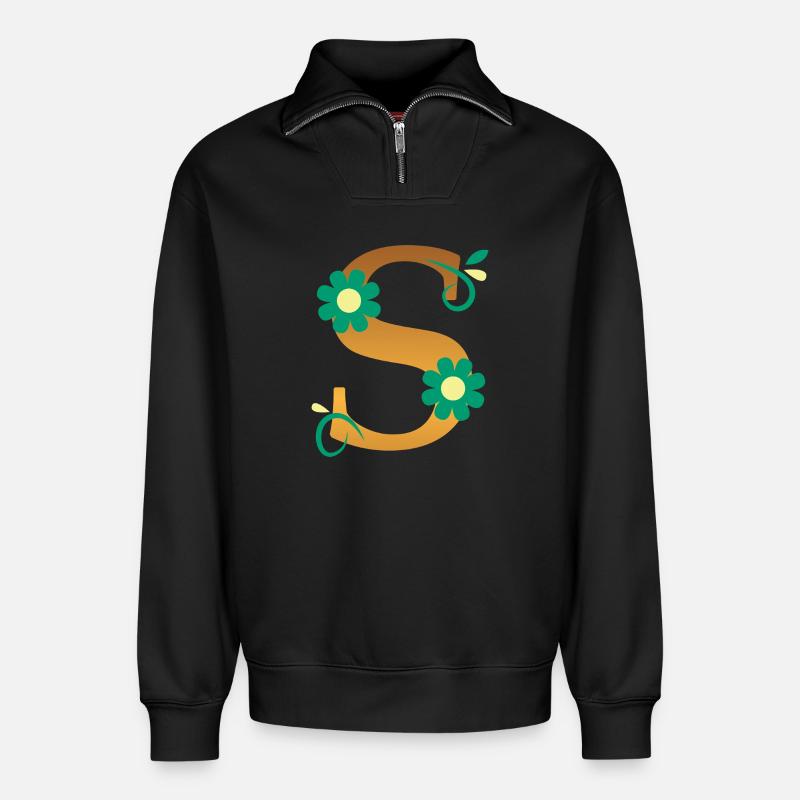 S - Relaxed Unisex Organic Half Zip Sweatshirt – von SPREAD - Schwarz