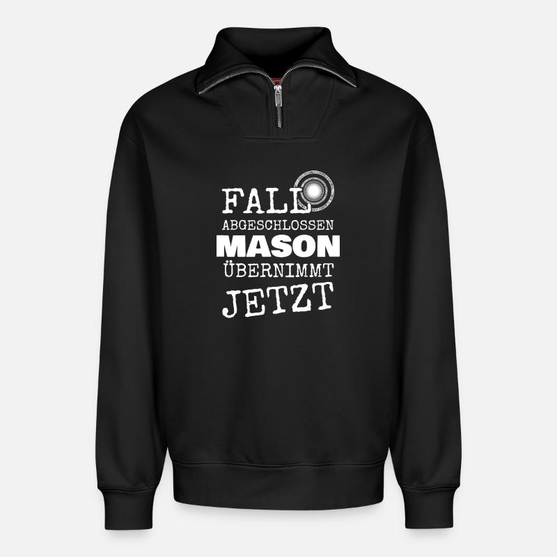Maçon - Sweat unisexe décontracté en coton biologique à demi-zip – de SPREAD - noir