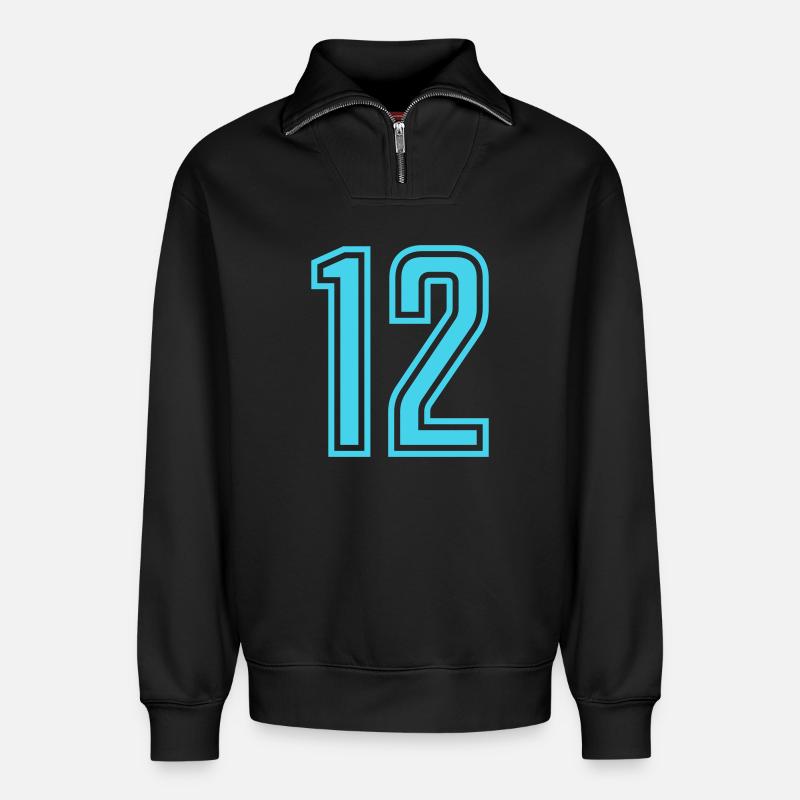 12- - Relaxed Unisex Organic Half Zip Sweatshirt – by SPREAD - black