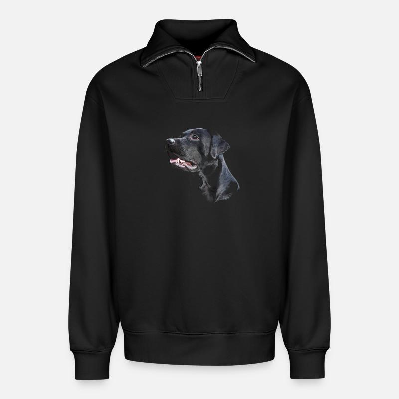 Labrador - Relaxed Unisex Organic Half Zip Sweatshirt – von SPREAD - Schwarz