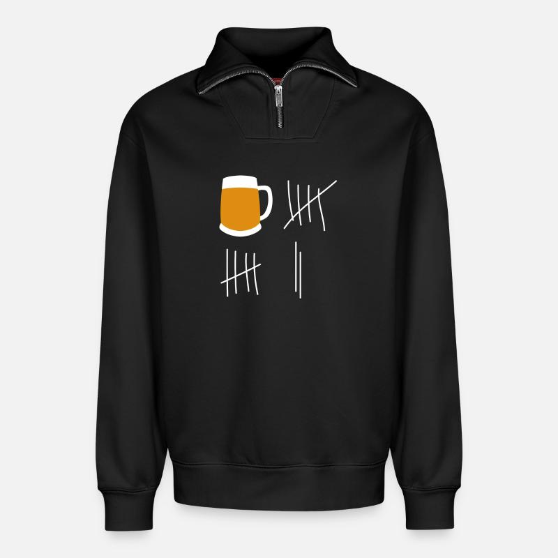 Beer - Sweat unisexe décontracté en coton biologique à demi-zip – de SPREAD - noir