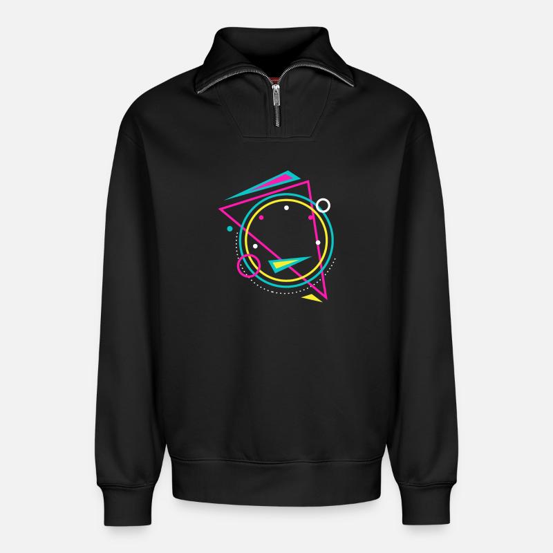 geometry - Relaxed Unisex Organic Half Zip Sweatshirt – by SPREAD - black