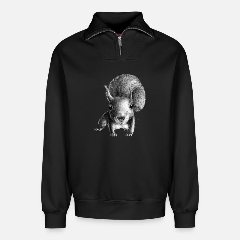 Eichhörnchen - Relaxed Unisex Organic Half Zip Sweatshirt – von SPREAD - Schwarz