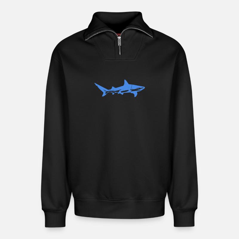 Blue Shark - Relaxed Unisex Organic Half Zip Sweatshirt – von SPREAD - Schwarz
