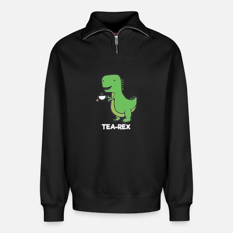 Dinosaurier - TEAREX - Relaxed Unisex Organic Half Zip Sweatshirt – von SPREAD - Schwarz