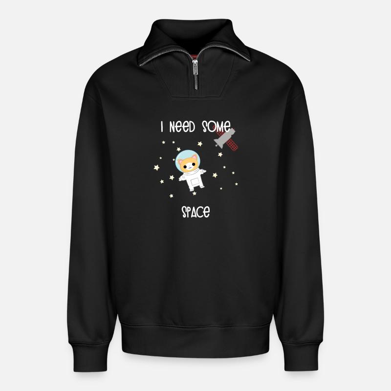 Science cat - Relaxed Unisex Organic Half Zip Sweatshirt – by SPREAD - black