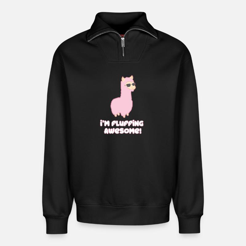 Cool Llama - Relaxed Unisex Organic Half Zip Sweatshirt – by SPREAD - black