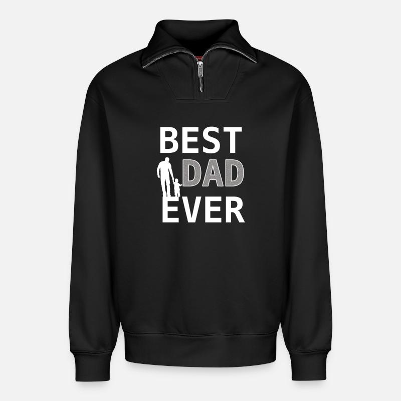 Best Dad Ever – Papadesign - Relaxed Unisex Organic Half Zip Sweatshirt – von SPREAD - Schwarz