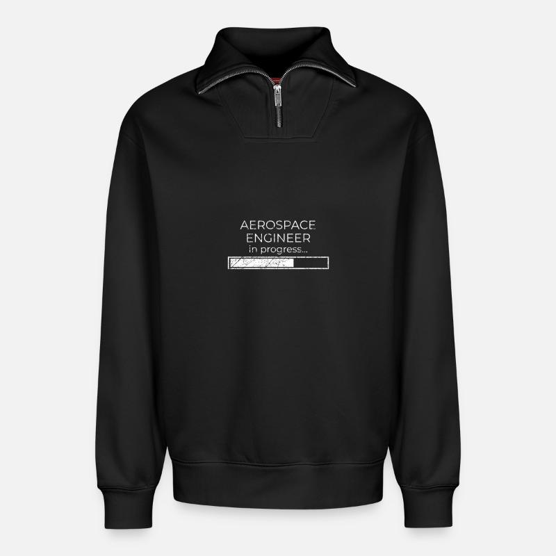 Luft- und Raumfahrttechniker in Arbeit - Relaxed Unisex Organic Half Zip Sweatshirt – von SPREAD - Schwarz