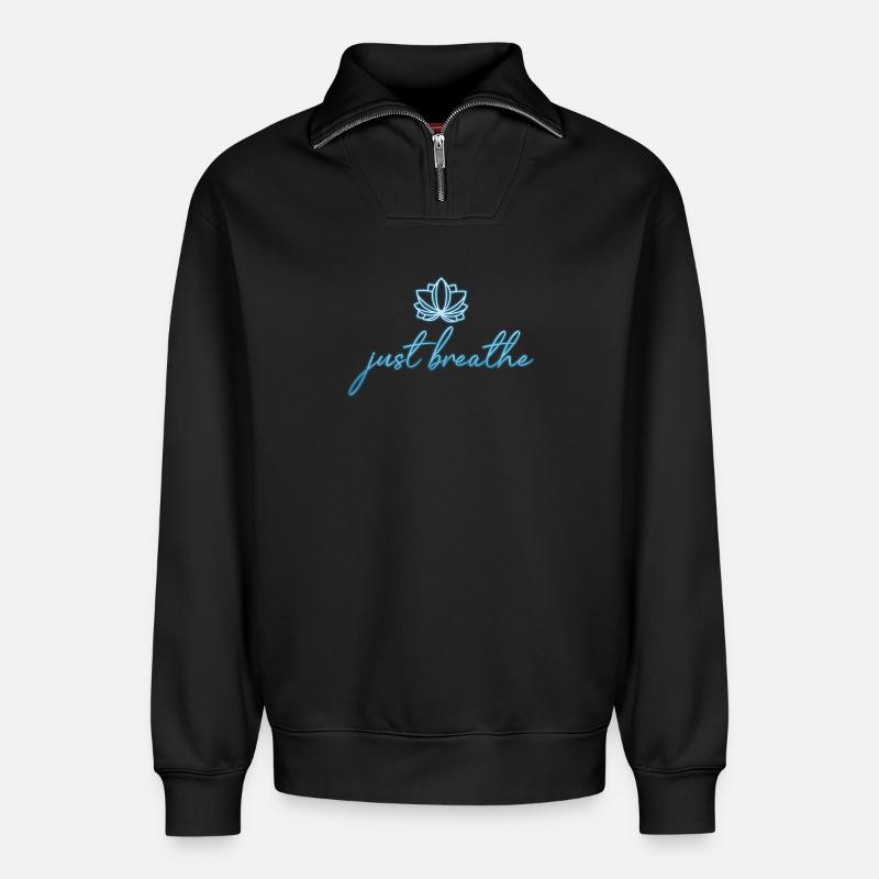 Meditation - Relaxed Unisex Organic Half Zip Sweatshirt – von SPREAD - Schwarz