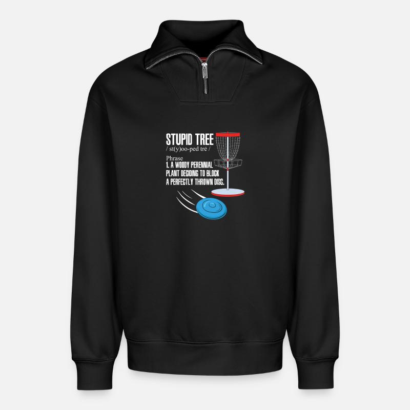 Disc Golf - Relaxed Unisex Organic Half Zip Sweatshirt – von SPREAD - Schwarz