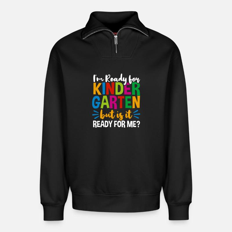 Kindergarten - Relaxed Unisex Organic Half Zip Sweatshirt – by SPREAD - black