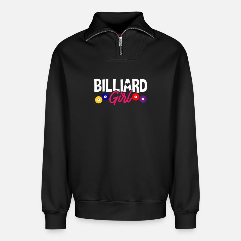 Billard Billard Pool - Relaxed Unisex Organic Half Zip Sweatshirt – von SPREAD - Schwarz
