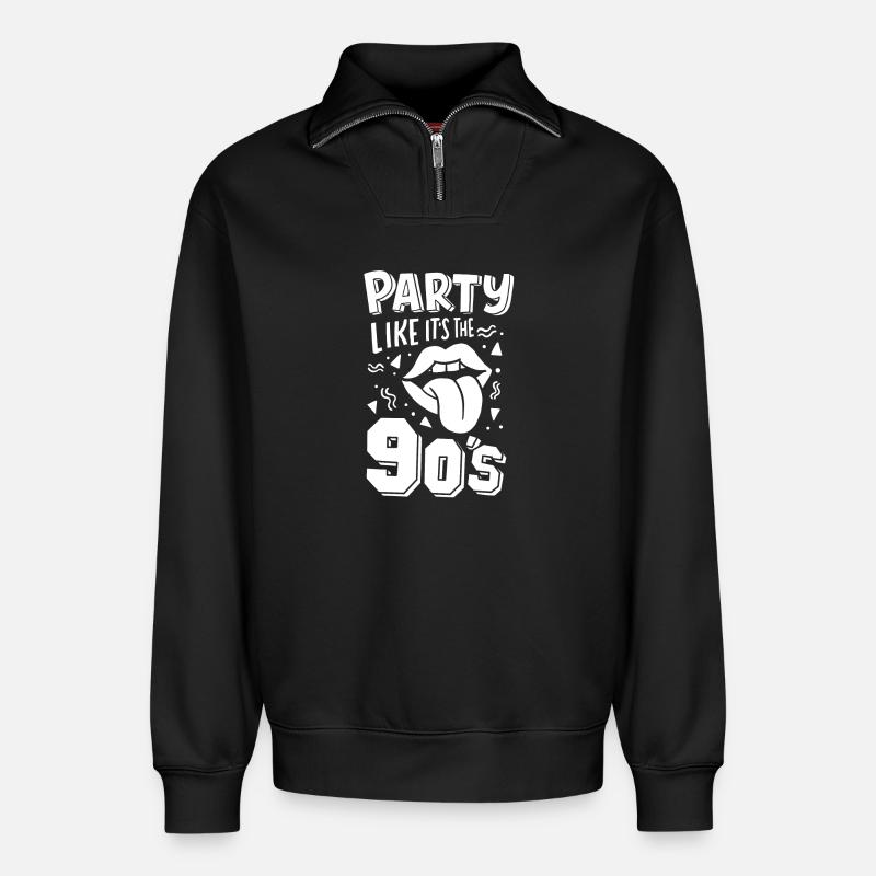 90er - Relaxed Unisex Organic Half Zip Sweatshirt – von SPREAD - Schwarz