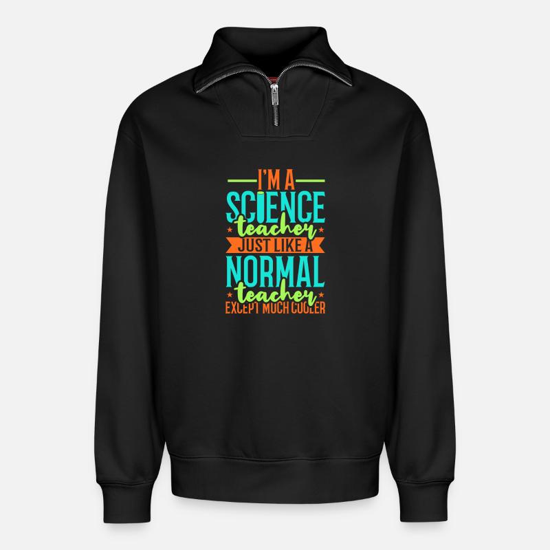 Science - Sweat unisexe décontracté en coton biologique à demi-zip – de SPREAD - noir