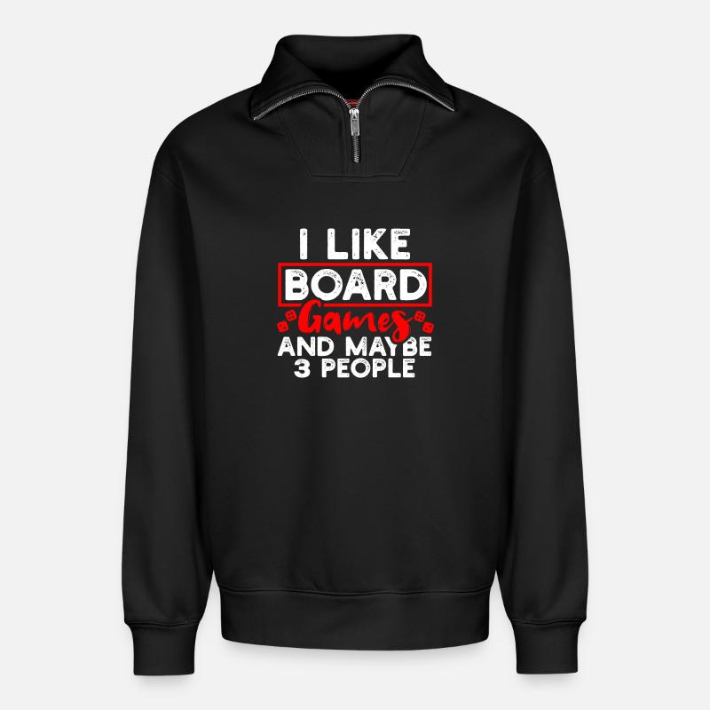 Gesellschaftsspiele Brettspiele - Relaxed Unisex Organic Half Zip Sweatshirt – von SPREAD - Schwarz