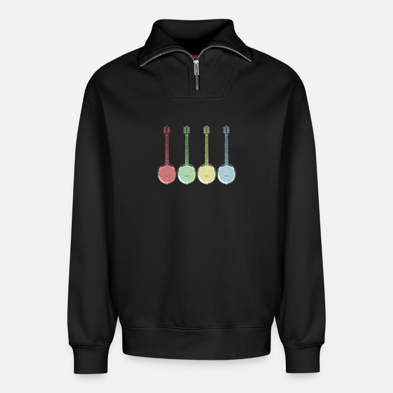Banjo - Relaxed Unisex Organic Half Zip Sweatshirt – by SPREAD - black