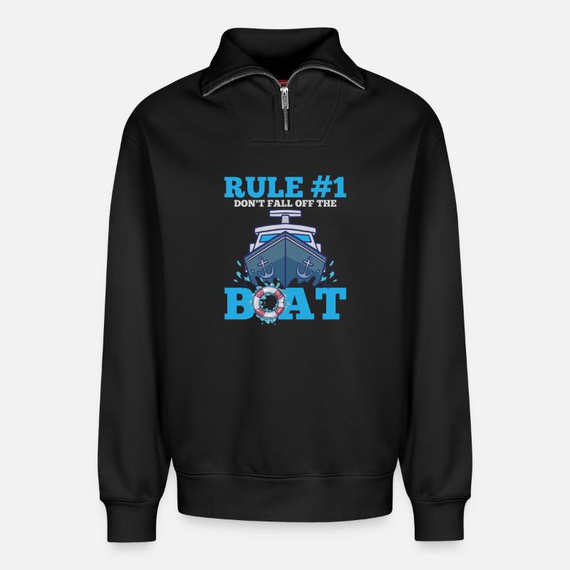 Bateau - Sweat unisexe décontracté en coton biologique à demi-zip – de SPREAD - noir