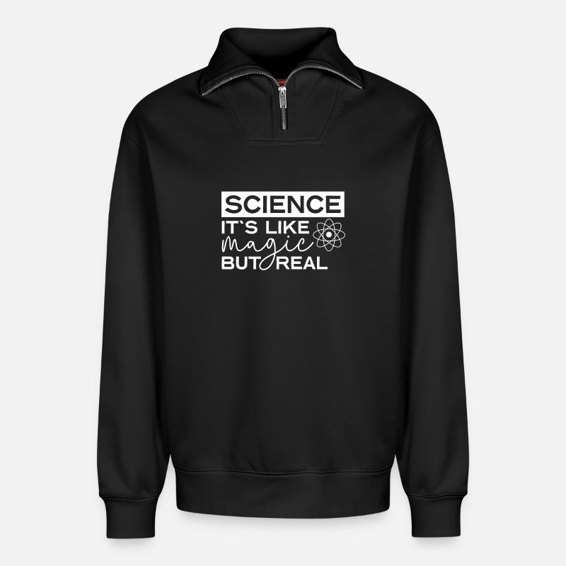 Science - Relaxed Unisex Organic Half Zip Sweatshirt – by SPREAD - black