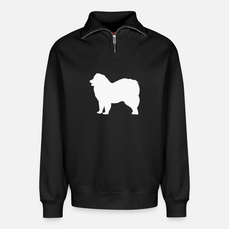 Samoyed - Relaxed Unisex Organic Half Zip Sweatshirt – von SPREAD - Schwarz