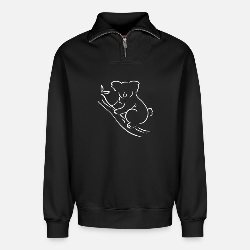 Koala Australien Australier - Relaxed Unisex Organic Half Zip Sweatshirt – von SPREAD - Schwarz