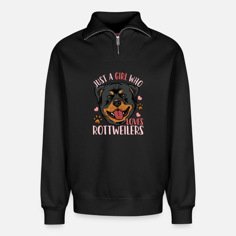Rottweiler - Relaxed Unisex Organic Half Zip Sweatshirt – von SPREAD - Schwarz
