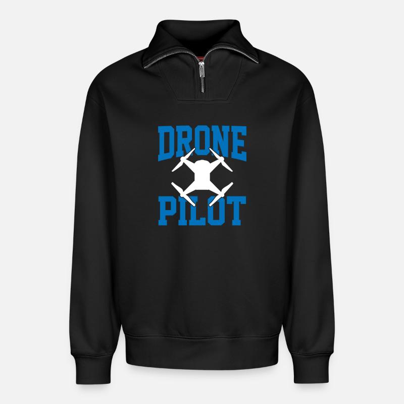 Drohnenpilot  - Relaxed Unisex Organic Half Zip Sweatshirt – von SPREAD - Schwarz
