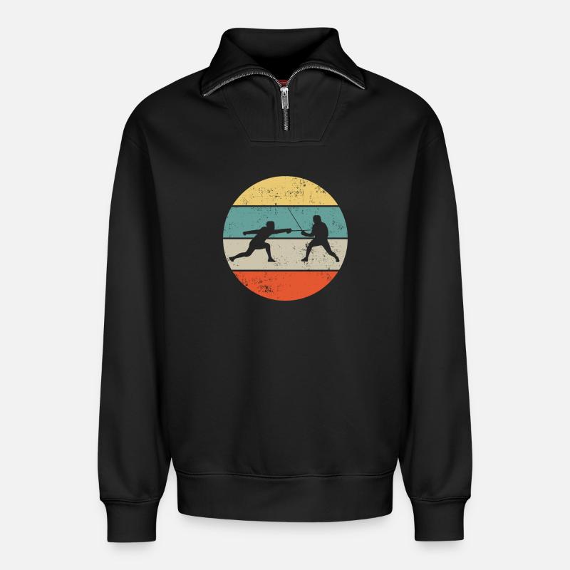 Fechten Fechter Retro - Relaxed Unisex Organic Half Zip Sweatshirt – von SPREAD - Schwarz
