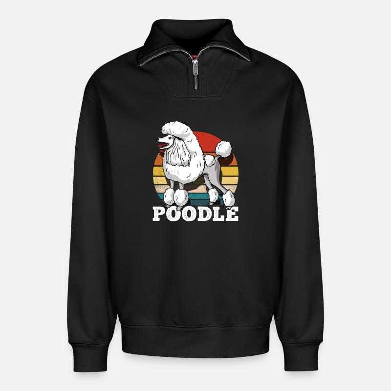 Retro Poodle - Relaxed Unisex Organic Half Zip Sweatshirt – by SPREAD - black
