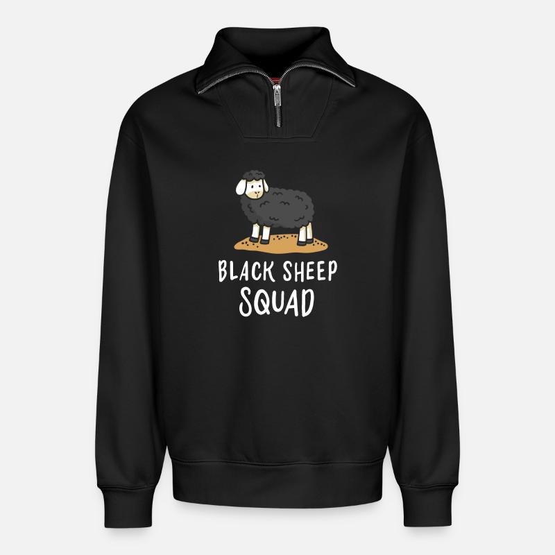 Schwarzes Schaf - Relaxed Unisex Organic Half Zip Sweatshirt – von SPREAD - Schwarz