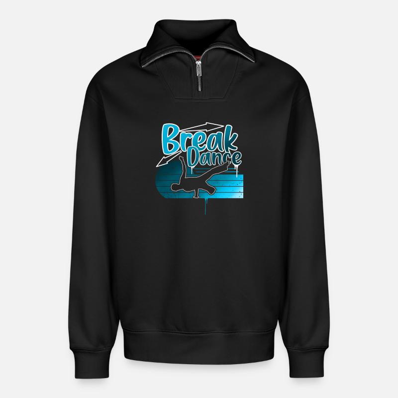 Breakdance - Relaxed Unisex Organic Half Zip Sweatshirt – by SPREAD - black