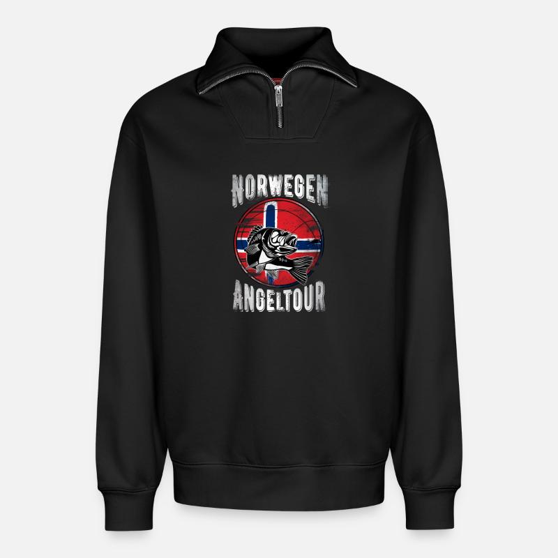 Norwegen Angeltour - Relaxed Unisex Organic Half Zip Sweatshirt – von SPREAD - Schwarz