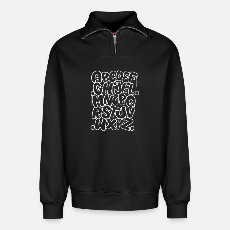 ABC - Relaxed Unisex Organic Half Zip Sweatshirt – by SPREAD - black