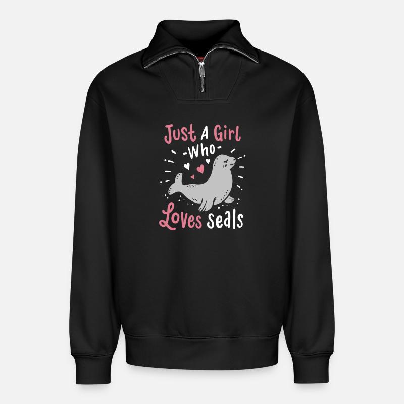 Robben Robbe - Relaxed Unisex Organic Half Zip Sweatshirt – von SPREAD - Schwarz