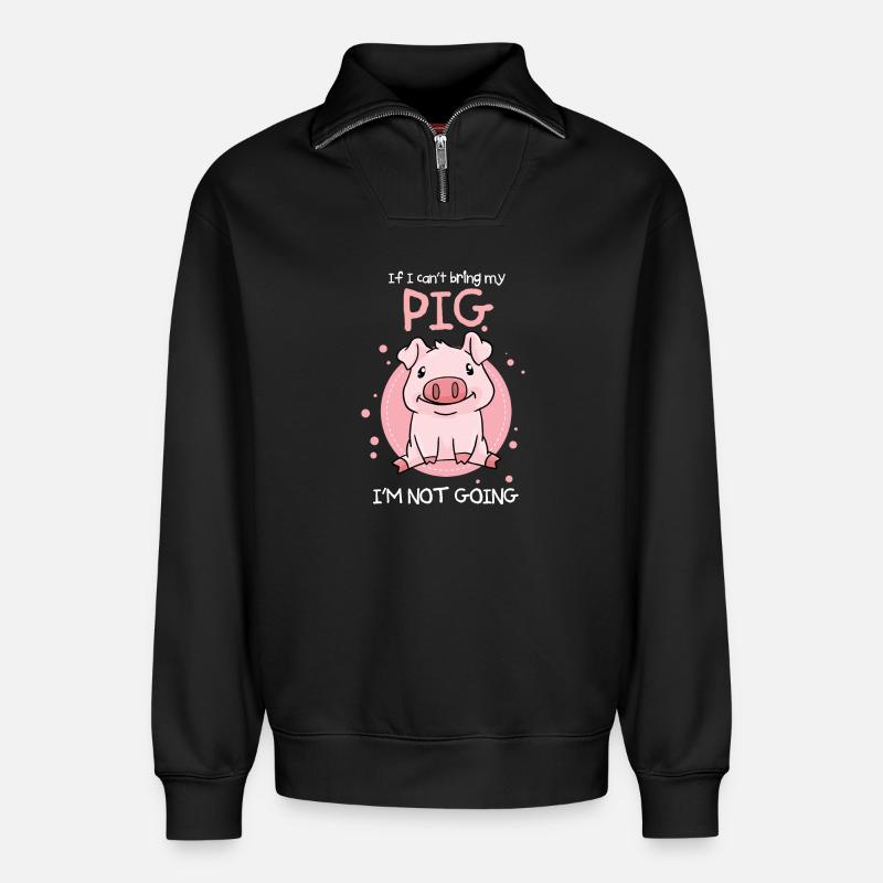 Schwein Schweinchen Ferkel - Relaxed Unisex Organic Half Zip Sweatshirt – von SPREAD - Schwarz