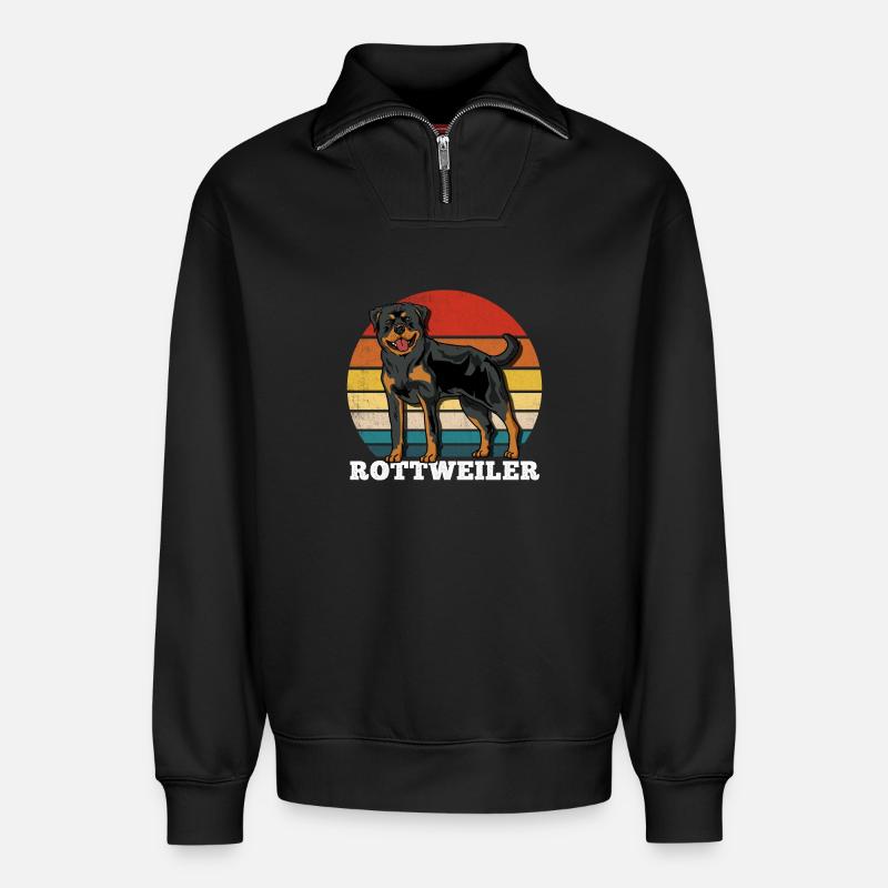 Rottweiler Retro - Relaxed Unisex Organic Half Zip Sweatshirt – von SPREAD - Schwarz