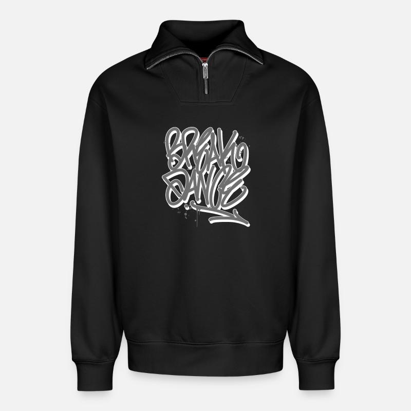 Breakdance Graffiti - Relaxed Unisex Organic Half Zip Sweatshirt – by SPREAD - black
