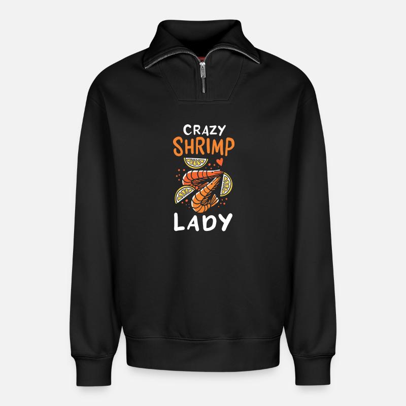 Shrimp - Relaxed Unisex Organic Half Zip Sweatshirt – von SPREAD - Schwarz