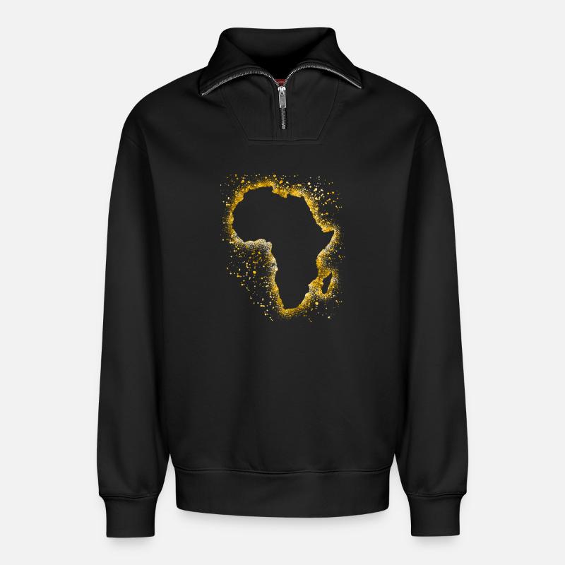 Afrika - Relaxed Unisex Organic Half Zip Sweatshirt – von SPREAD - Schwarz