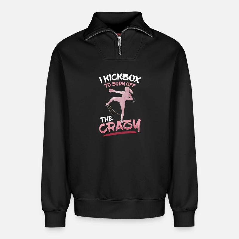 Kickboxen Kickboxer - Relaxed Unisex Organic Half Zip Sweatshirt – von SPREAD - Schwarz
