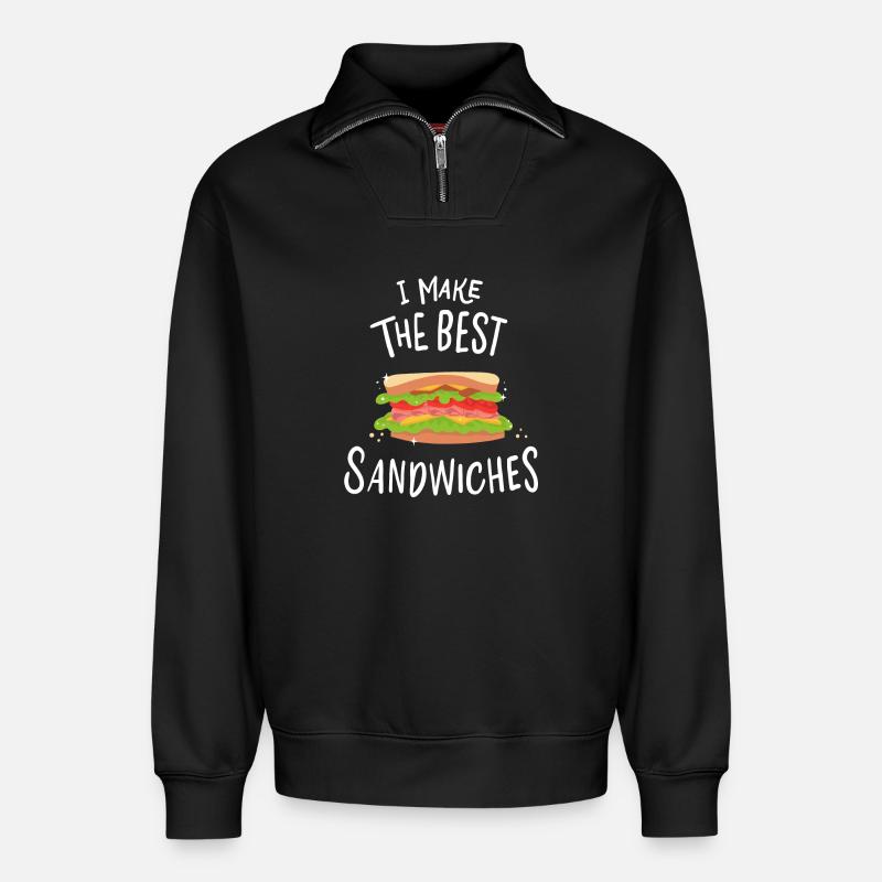 Sandwich maker - Relaxed Unisex Organic Half Zip Sweatshirt – by SPREAD - black