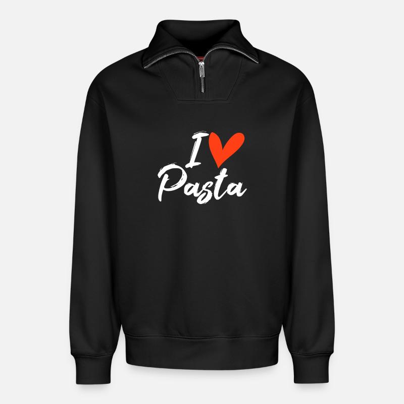Pasta - Relaxed Unisex Organic Half Zip Sweatshirt – von SPREAD - Schwarz