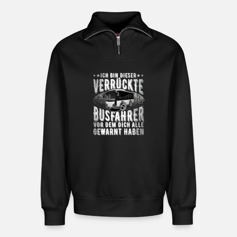 Busfahrer - Relaxed Unisex Organic Half Zip Sweatshirt – von SPREAD - Schwarz