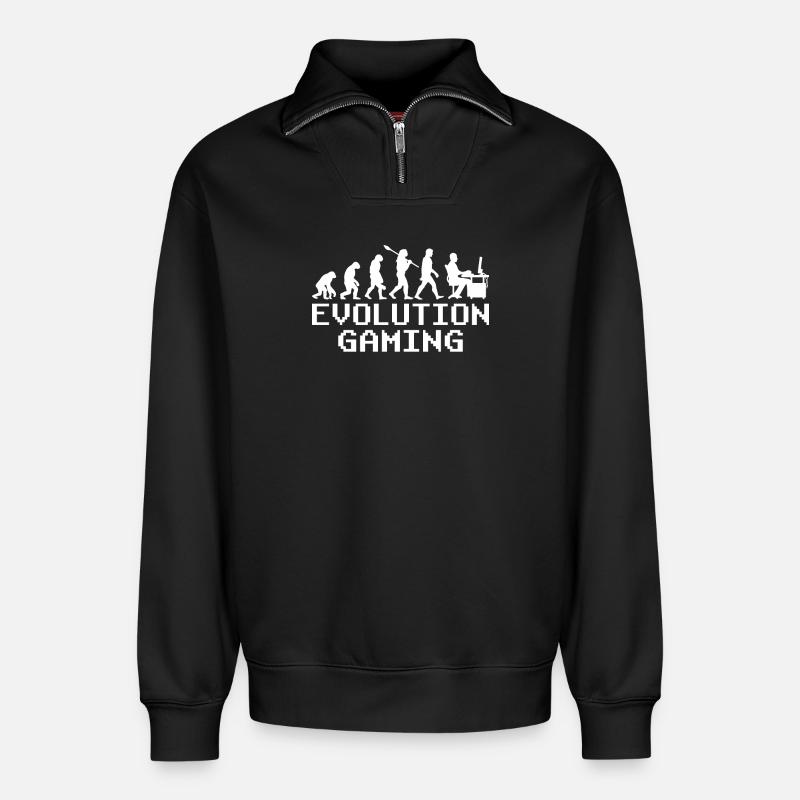 Pc Gaming Evolution - Relaxed Unisex Organic Half Zip Sweatshirt – von SPREAD - Schwarz