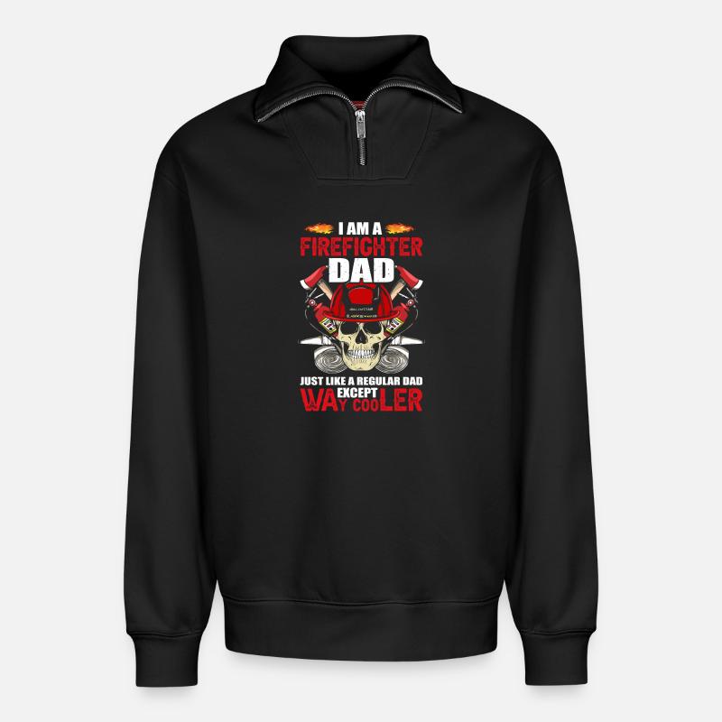 Fire department dad - Relaxed Unisex Organic Half Zip Sweatshirt – by SPREAD - black