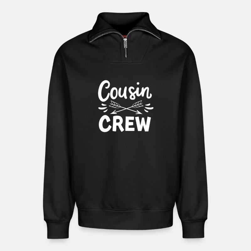 Équipage de cousin - Sweat unisexe décontracté en coton biologique à demi-zip – de SPREAD - noir