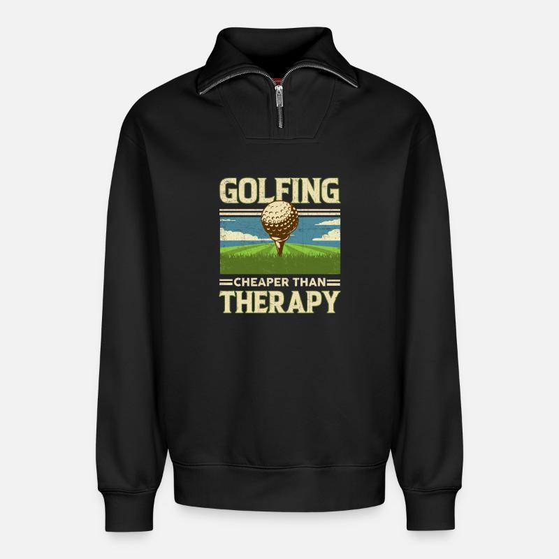 Golf - Relaxed Unisex Organic Half Zip Sweatshirt – von SPREAD - Schwarz
