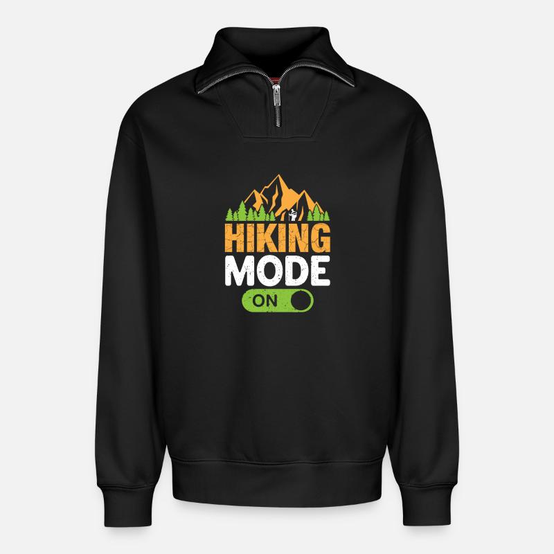 Randonner - Sweat unisexe décontracté en coton biologique à demi-zip – de SPREAD - noir